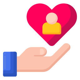 Cartoon hand holding a love heart