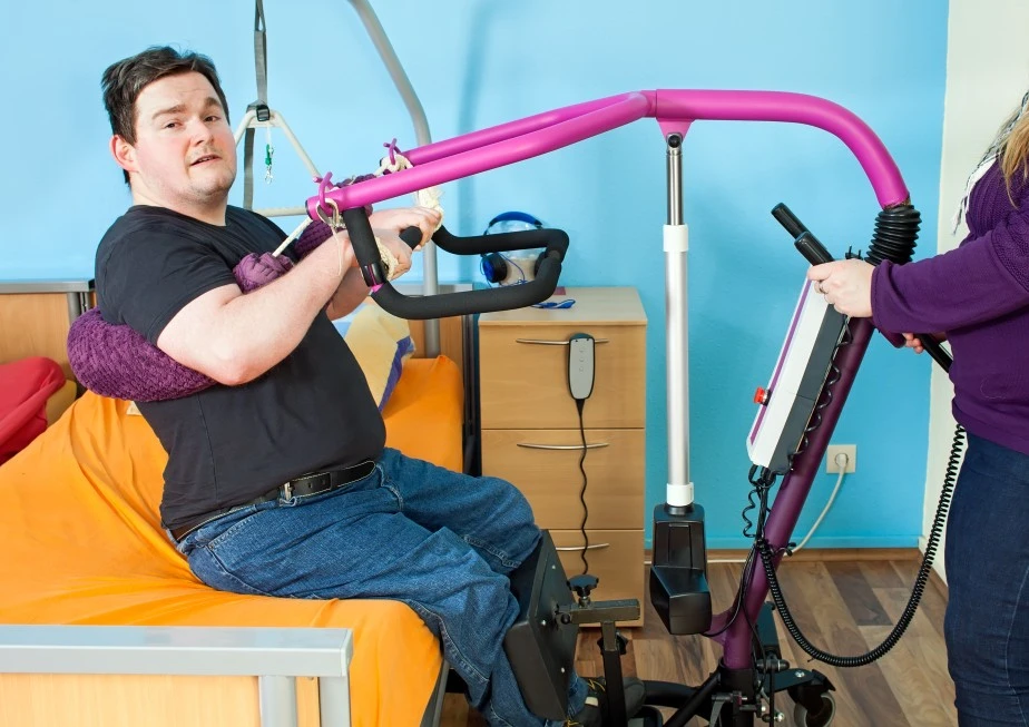 Disabled man in his therapy session